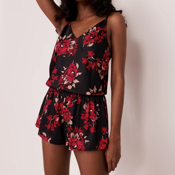 Satin thin strap romper - Picture 1 of 6